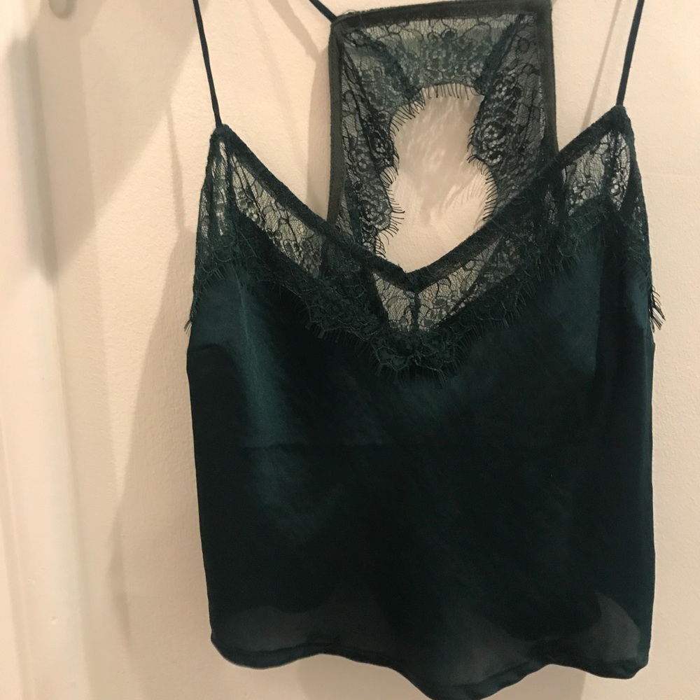 Free People dark green lace tank